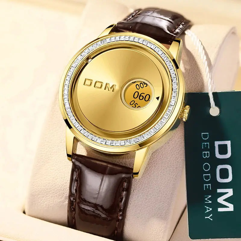 DOM 1759 New Original Factory Magnetic gold Trend Leather Women's Watch