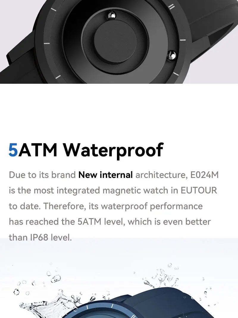 EUTOUR Stardard Quality Magnet Watch Classic 5 ATM Water proof