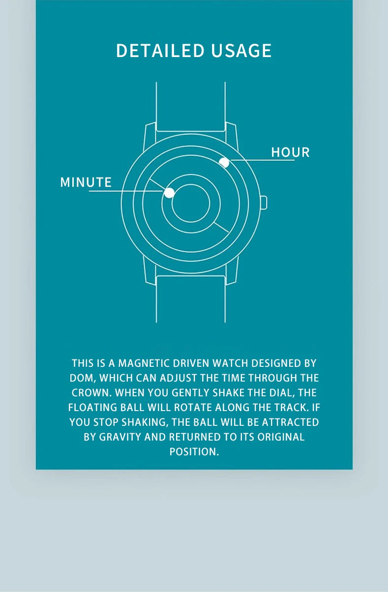 DOM 1753 Creative Design Watches Men Magnetic Watches