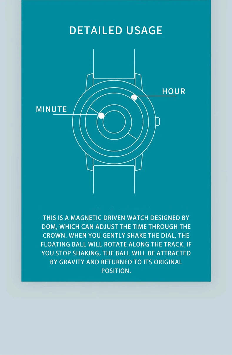 DOM 1753 Creative Design Watches Men Magnetic Watches