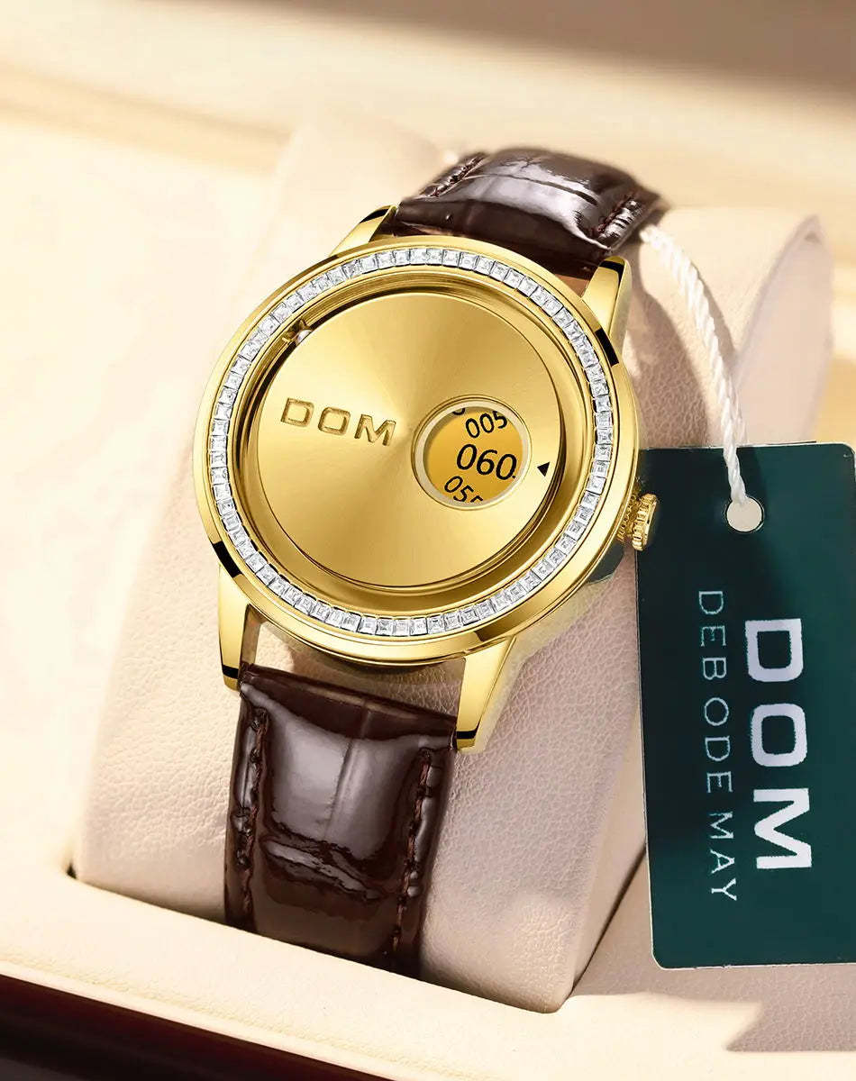 DOM 1759 New Original Factory Magnetic gold Trend Leather Women's Watch