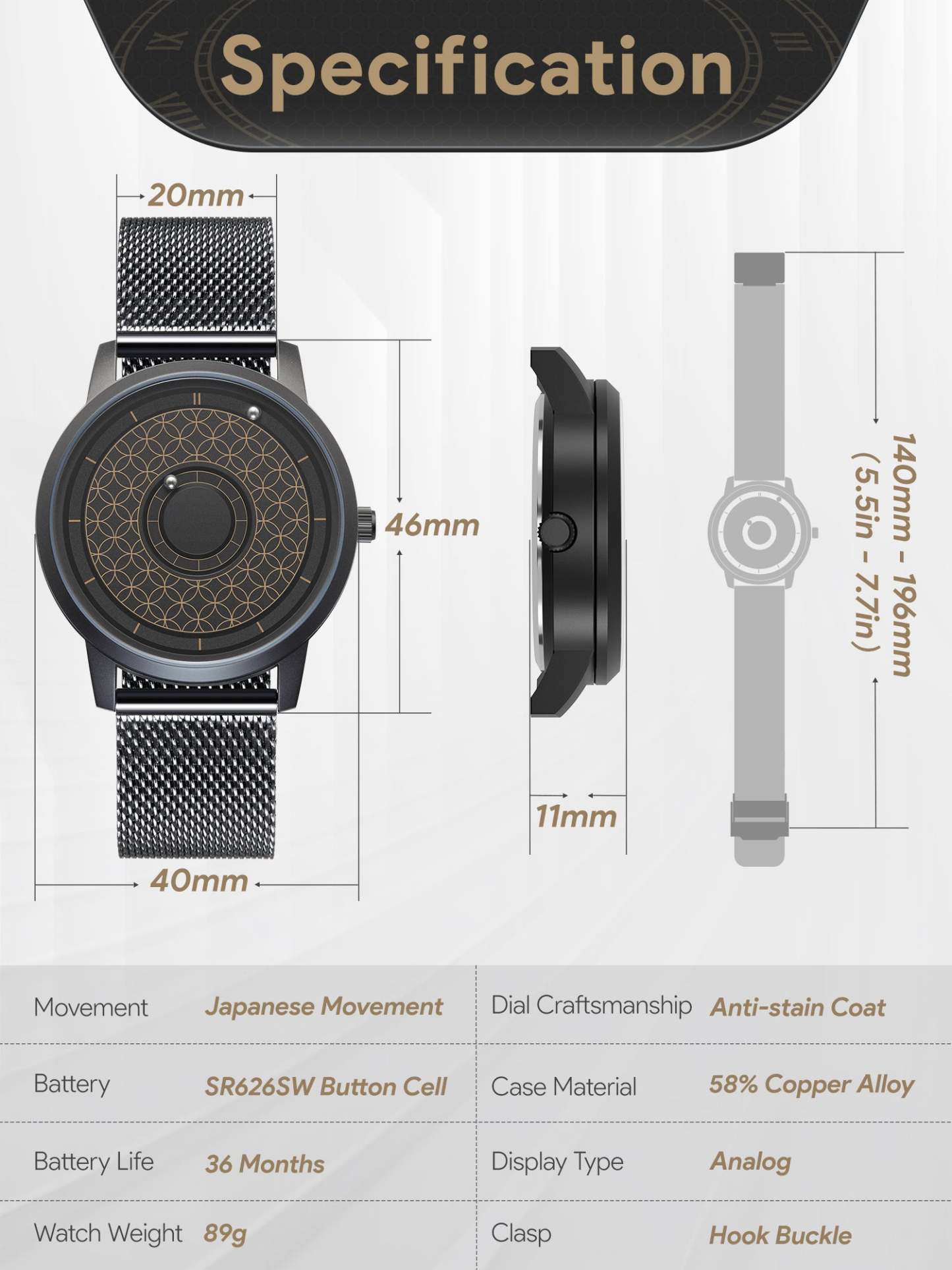 EUTOUR Magnetic Minimalist Watch U040D