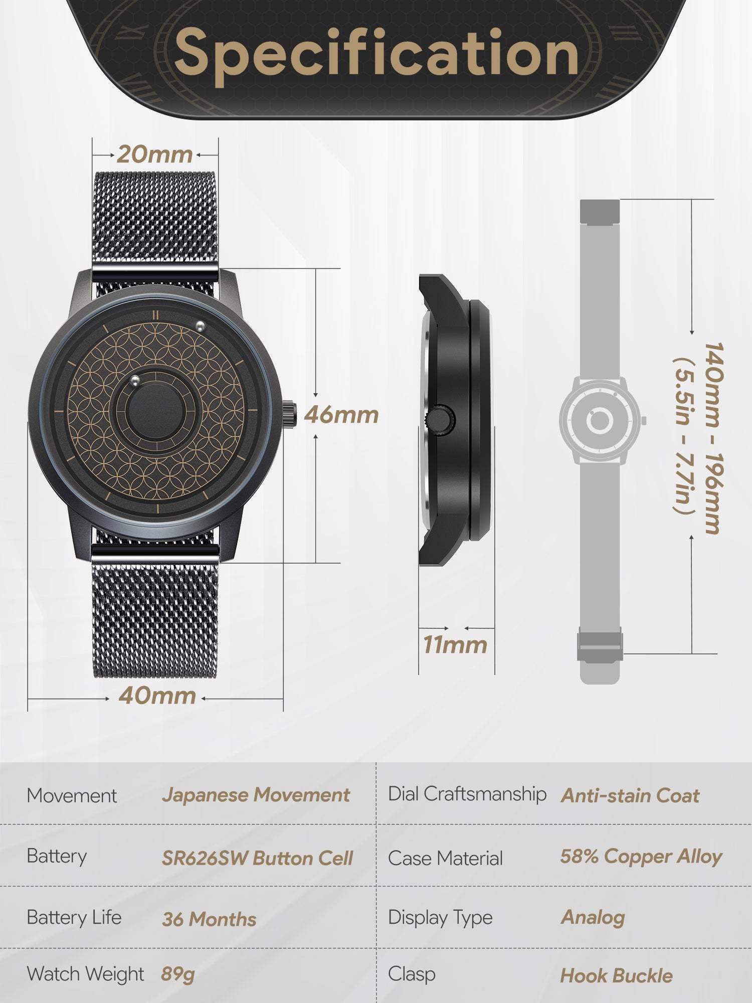 EUTOUR Magnetic Minimalist Watch U040D
