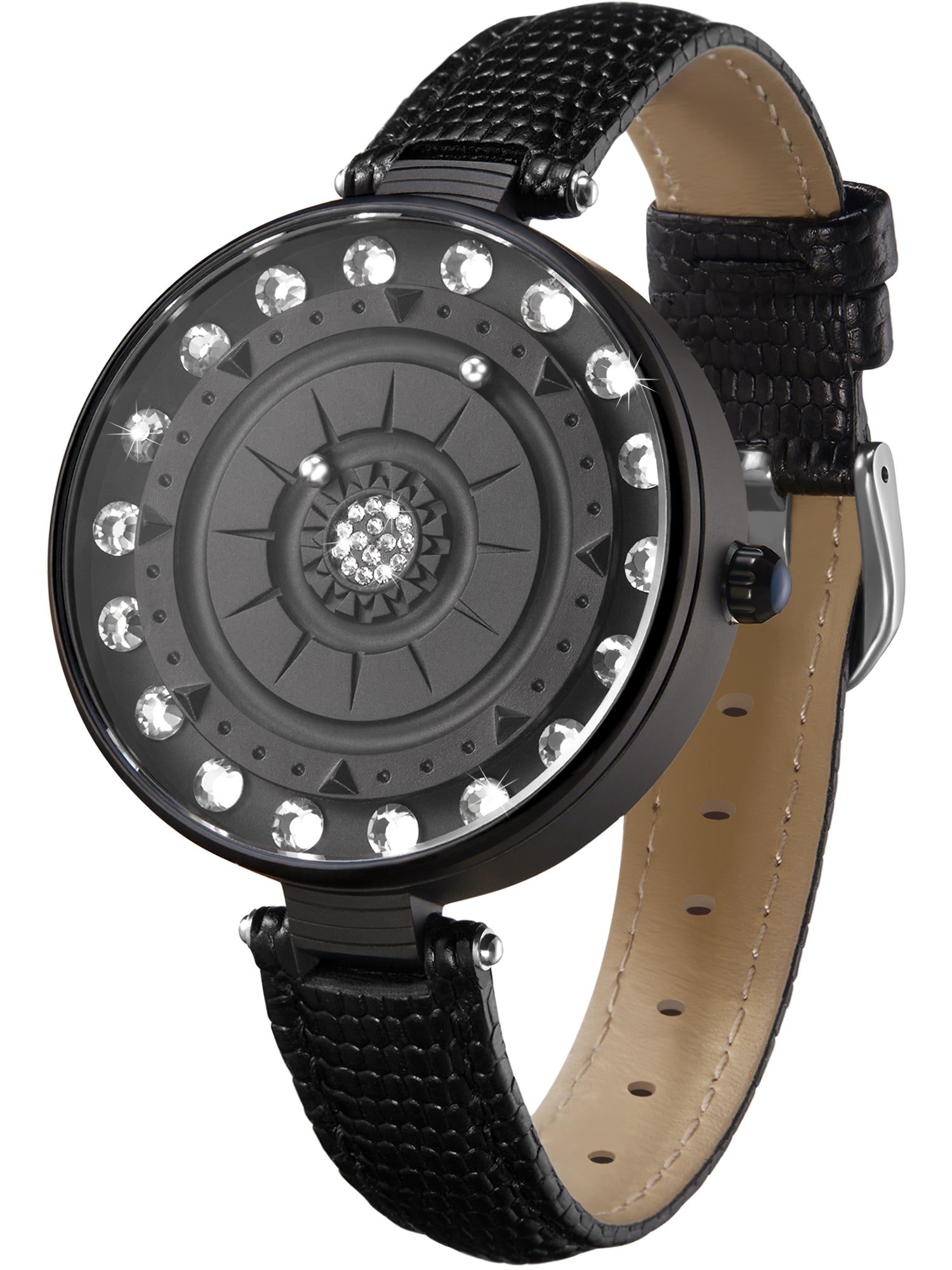 Women’s Magnetic Ball Watch with Floral Dial & Crystal Accents