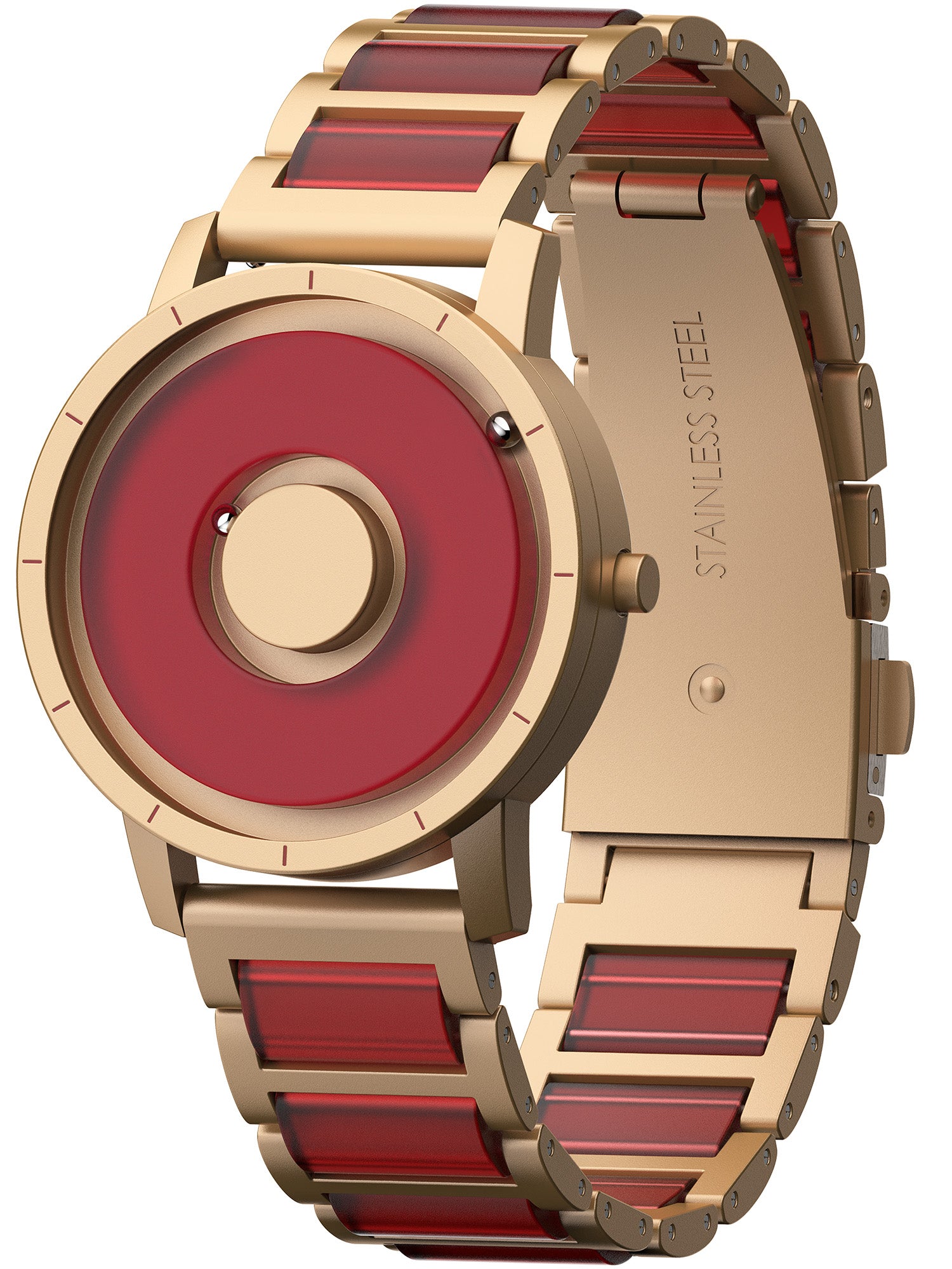 EUTOUR Magnetic Gold Watch with Red Dial