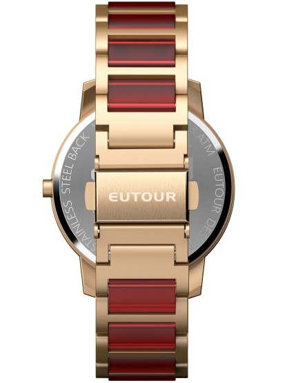 EUTOUR Magnetic Gold Watch with Red Dial