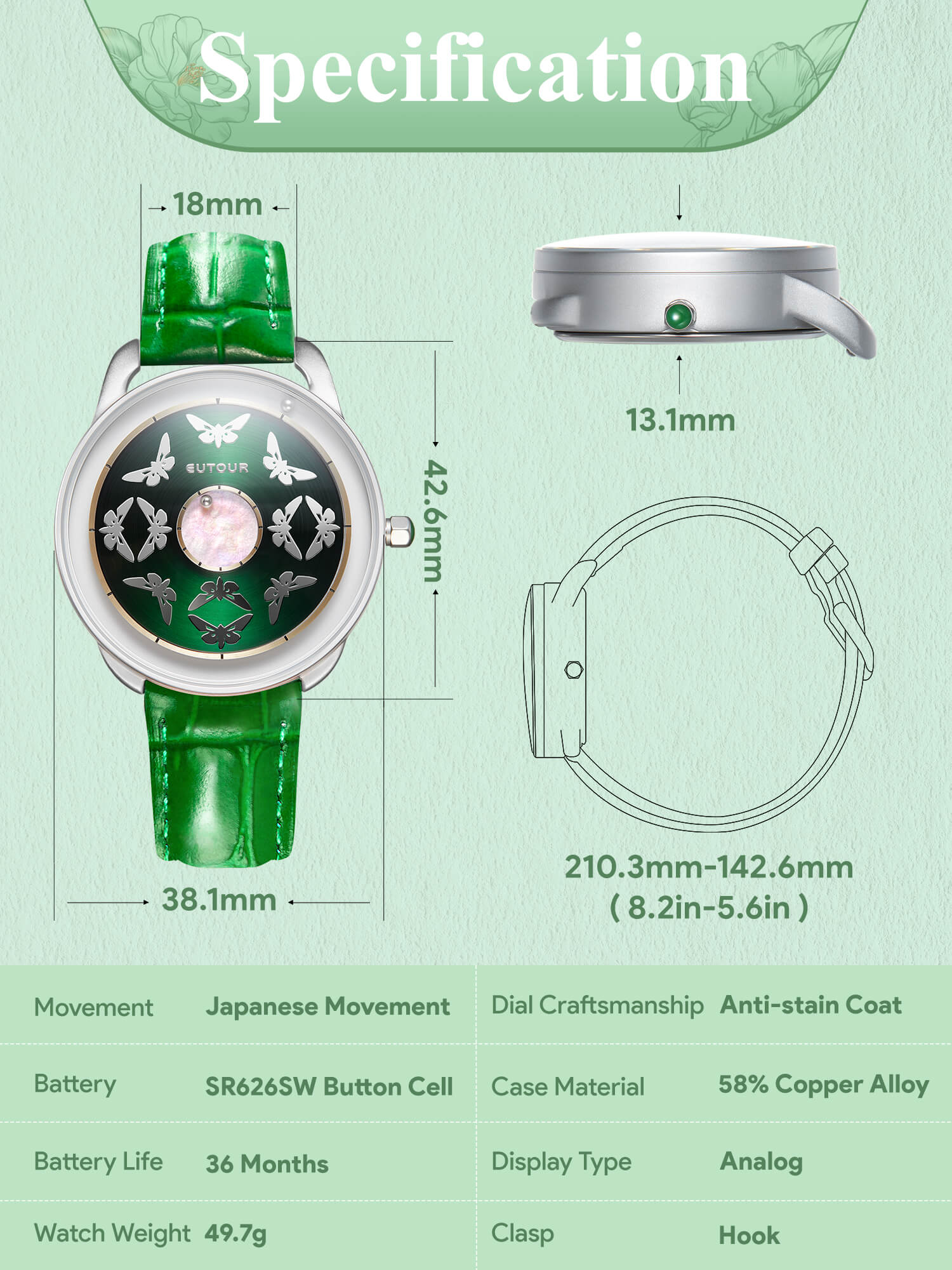 Primeforges Magnetic Ladies Butterfly Watch