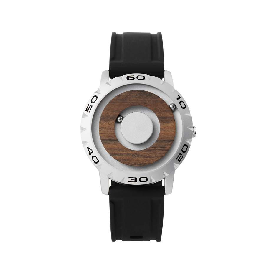 Men's Wooden Faced Magnetic Ball Watch - White