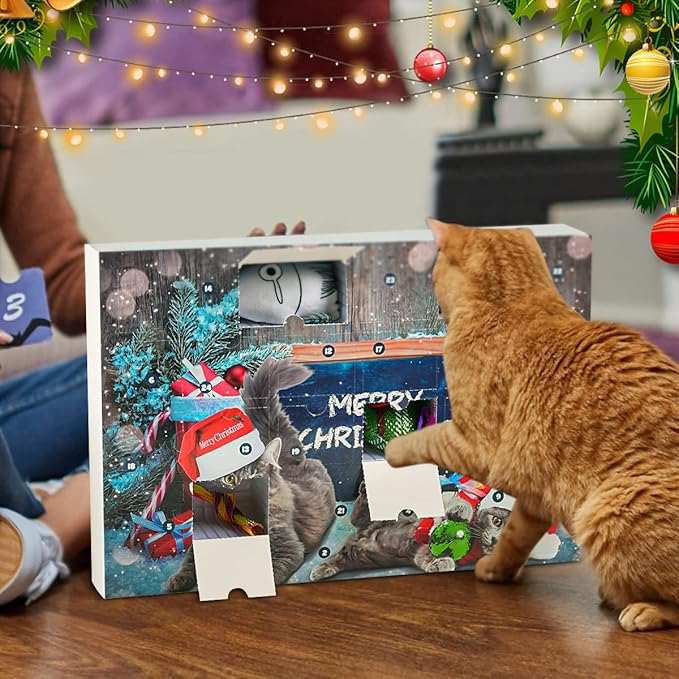 🔥Last 48 hours 70% OFF - 🐱2024 Christmas Countdown Cat Toys Advent Calendar