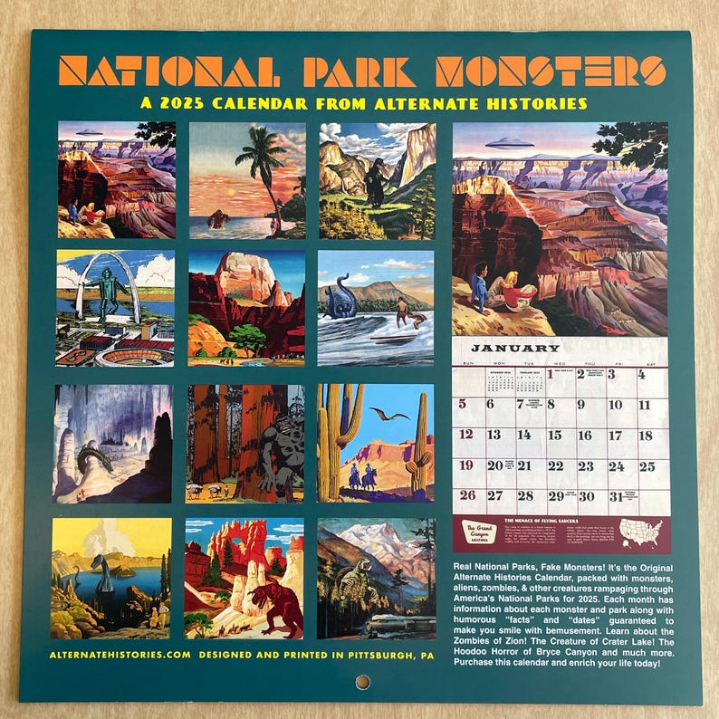 📅2025 National Park Monsters Calendar