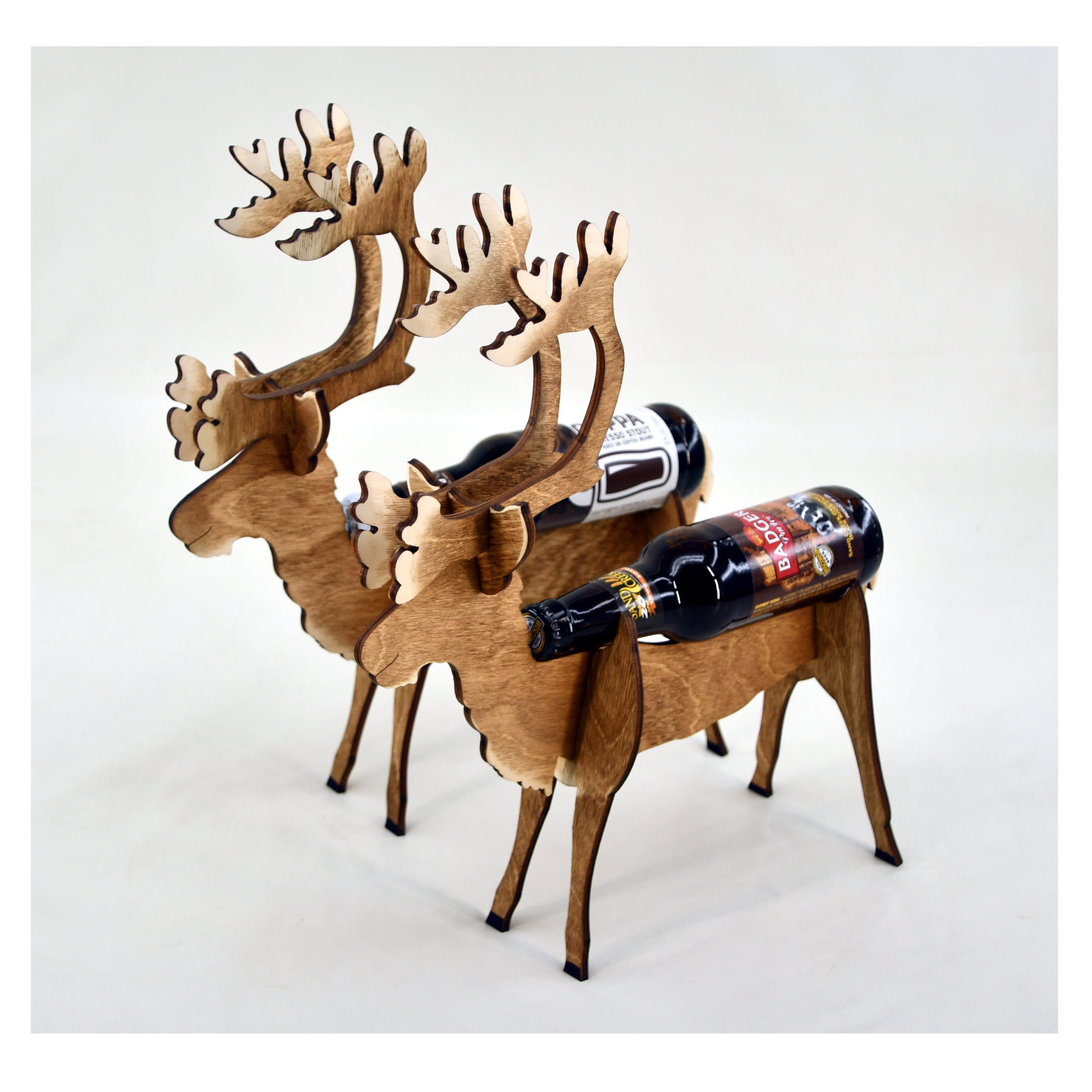 🦌🛷Deer And Sleigh - Wood Beer Bottle Display Home Decor