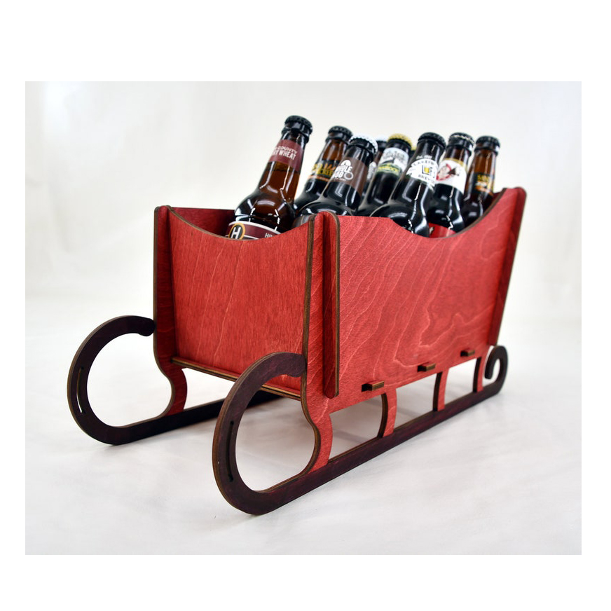 🦌🛷Deer And Sleigh - Wood Beer Bottle Display Home Decor