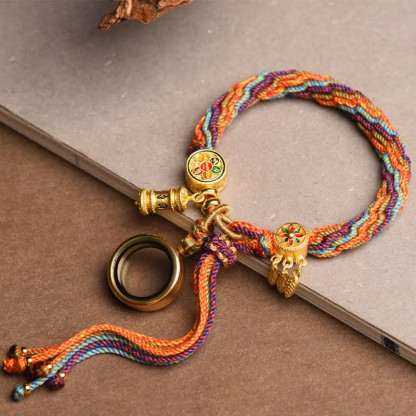 Oriental Buddha Tibetan Om Mani Padme Hum Dreamcatcher Luck Colorful Reincarnation Knot String Bracelet