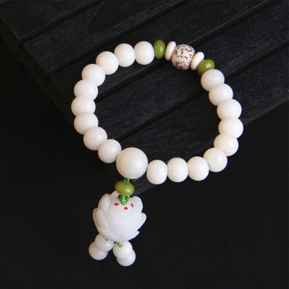 Oriental Buddha Lotus Natural White Bodhi Seed Luck Bracelet