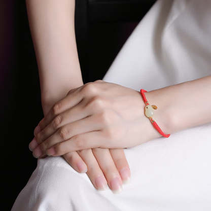 Oriental Buddha 925 Sterling Silver Year of the Rabbit Hetian White Jade Luck Red String Protection Bracelet
