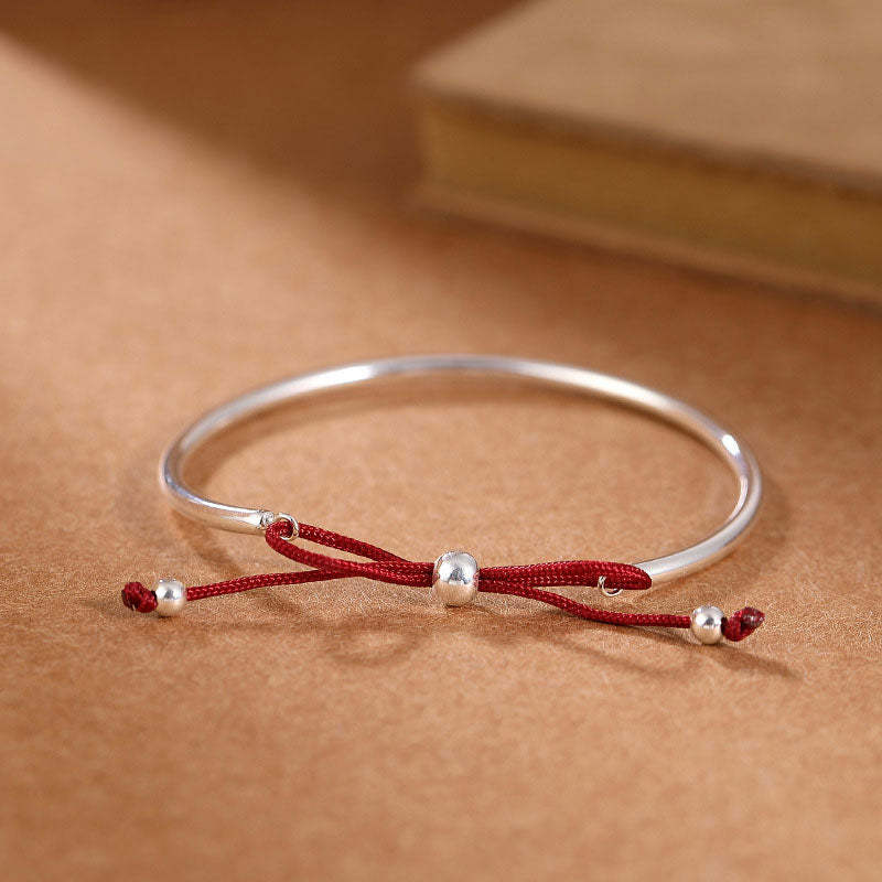Oriental Buddha  925 Sterling Silver Red String Healing Knot Bracelet