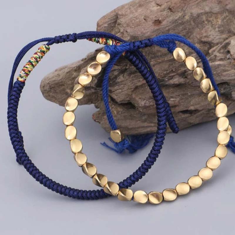 Oriental Buddha 3 PCS Tibetan Copper Beads Healing Protection Luck Bracelet Set