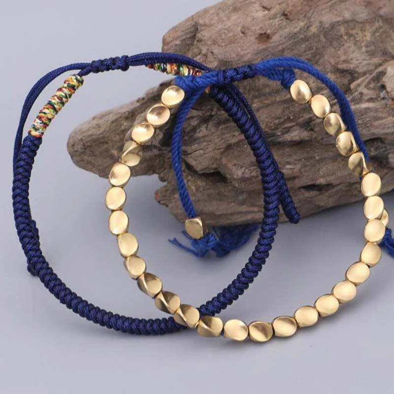 Oriental Buddha 3 PCS Tibetan Copper Beads Healing Protection Luck Bracelet Set