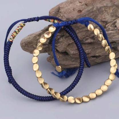 Oriental Buddha 3 PCS Tibetan Copper Beads Healing Protection Luck Bracelet Set
