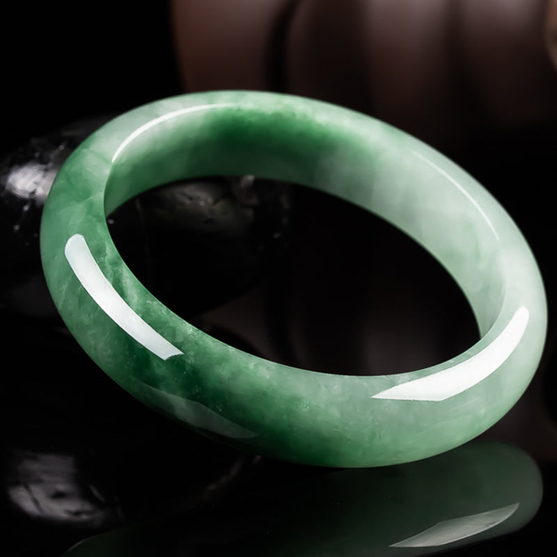 Oriental Buddha Natural Jade Fortune Blessing Bangle Bracelet