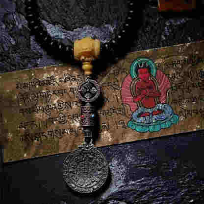 Oriental Buddha Tibet 108 Mala Beads Purple Bodhi Seed Bagua Vajra Auspiciousness Bracelet