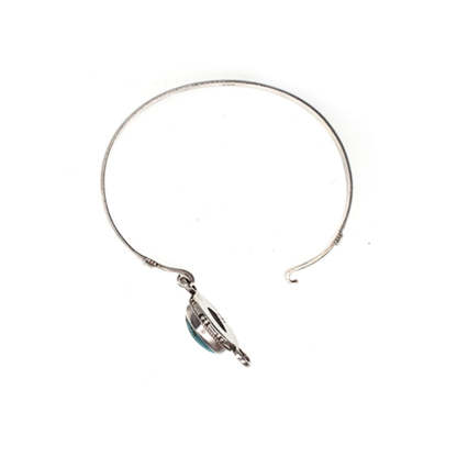Oriental Buddha 925 Sterling Silver Turquoise Balance Protection Handmade Nepal Bracelet Bangle
