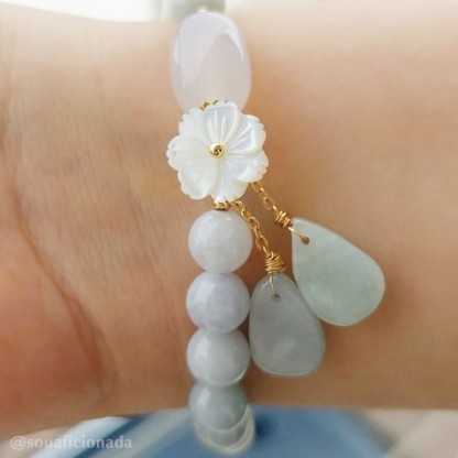 Oriental Buddha Natural White Jade Luck Bracelet