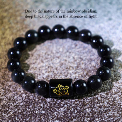 Oriental Buddha Natural Rainbow Obsidian Positive Transformation Bracelet