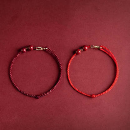 Oriental Buddha Cinnabar Blessing Red String 14K Gold Infinity Symbol Bracelet Anklet
