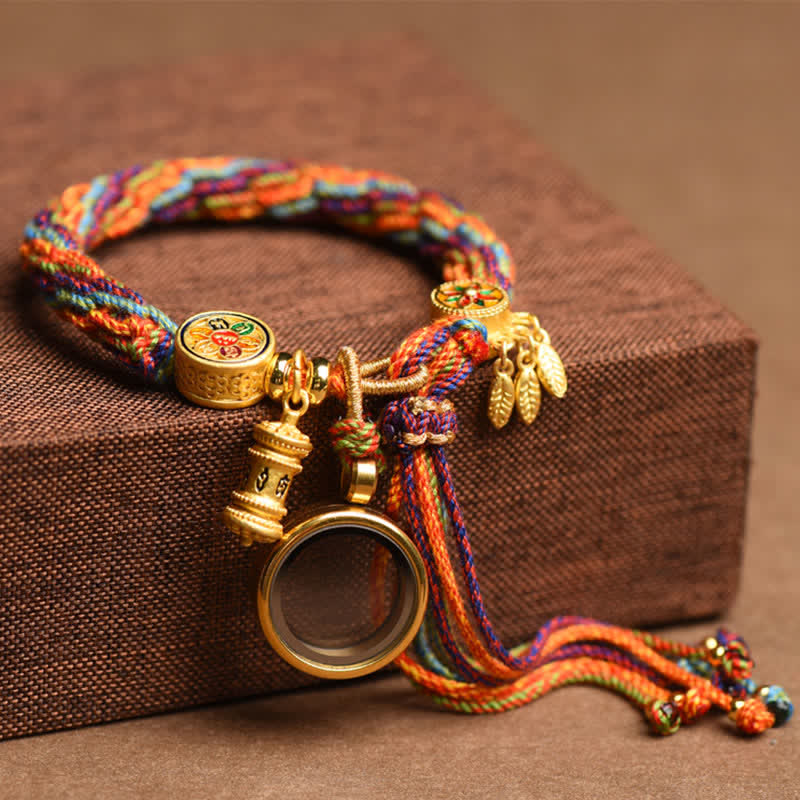 Oriental Buddha Tibetan Om Mani Padme Hum Dreamcatcher Luck Colorful Reincarnation Knot String Bracelet