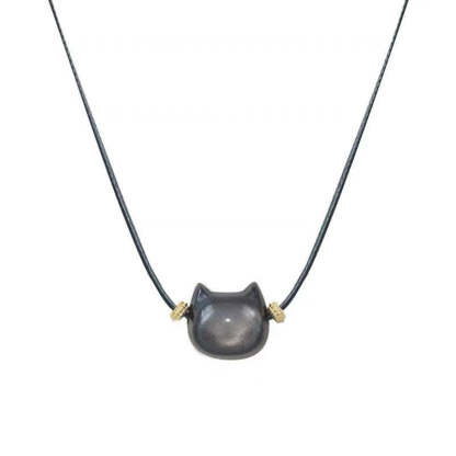 Oriental Buddha Gold Sheen Obsidian Silver Sheen Obsidian Lovely Paw Lucky Cat Protection Bracelet