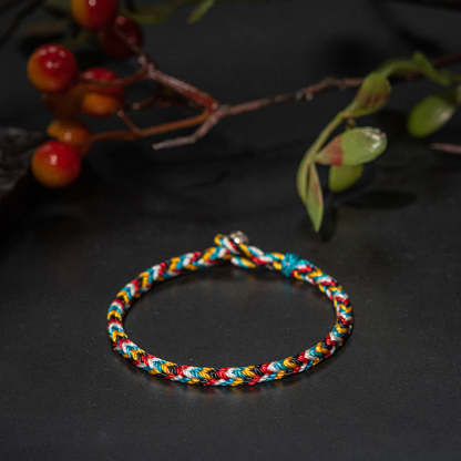 Oriental Buddha Tibet Handmade Five Color Thread Protection Braid String Bracelet