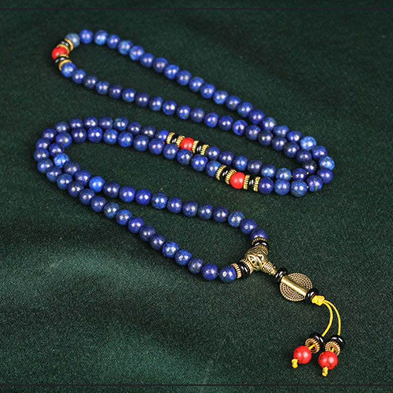 Oriental Buddha Tibetan Mala Lapis Lazuli Positive Bracelet