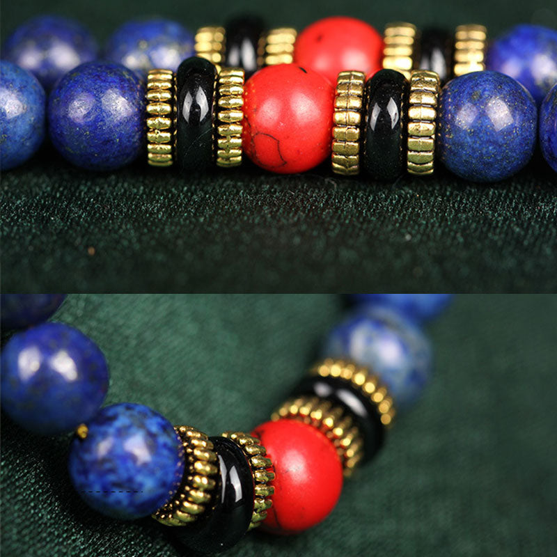 Oriental Buddha Tibetan Mala Lapis Lazuli Positive Bracelet