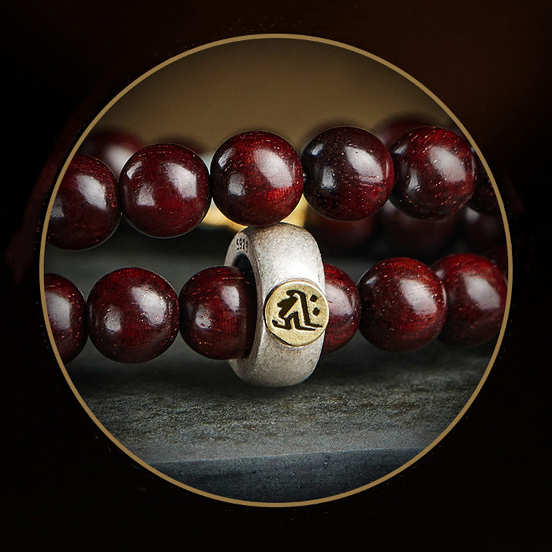Oriental Buddha Chinese Zodiac Natal Buddha Small Leaf Red Sandalwood Jade Red Agate PiXiu Sooth Bracelet