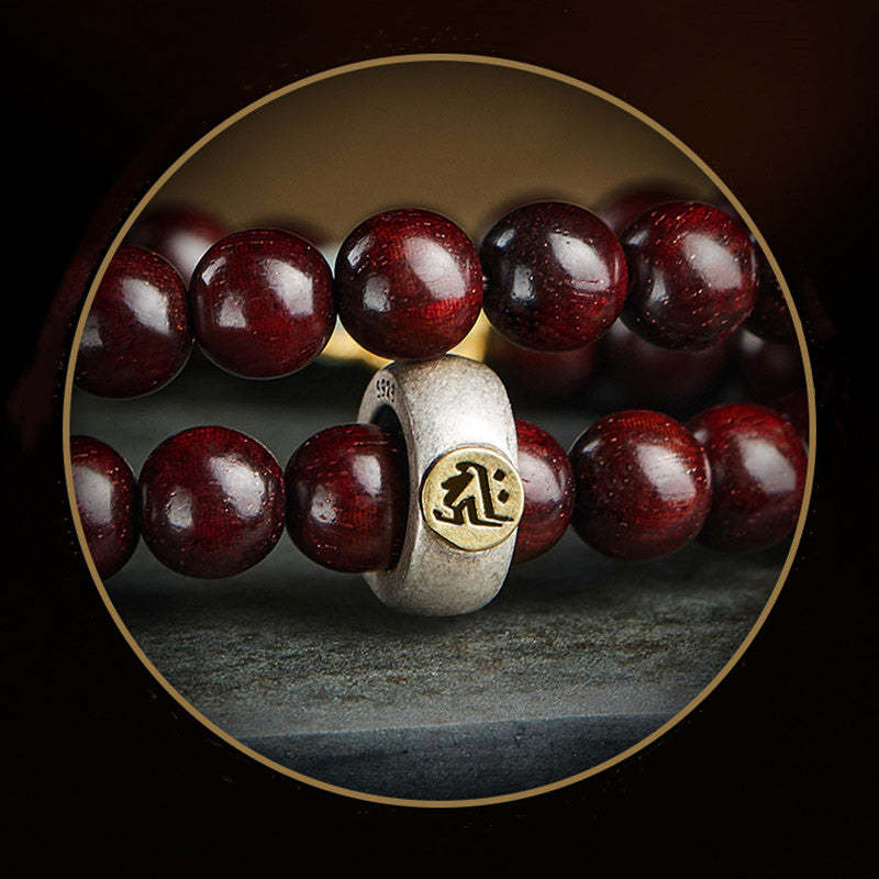 Oriental Buddha Chinese Zodiac Natal Buddha Small Leaf Red Sandalwood Jade Red Agate PiXiu Sooth Bracelet