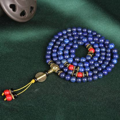 Oriental Buddha Tibetan Mala Lapis Lazuli Positive Bracelet