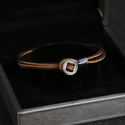 Oriental Buddha  925 Sterling Silver Handmade Button Protection Weave String Bracelet