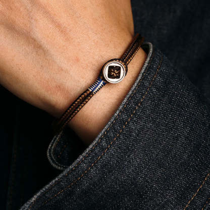 Oriental Buddha  925 Sterling Silver Handmade Button Protection Weave String Bracelet