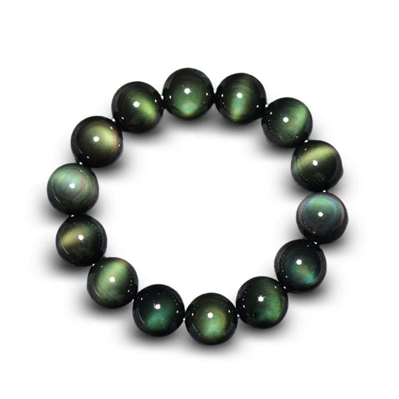Oriental Buddha Natural Green Eye Obsidian Wealth Bracelet