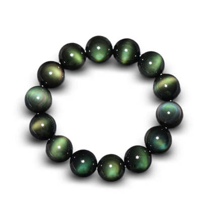 Oriental Buddha Natural Green Eye Obsidian Wealth Bracelet