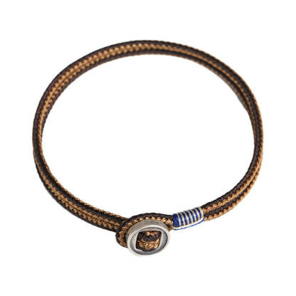 Oriental Buddha  925 Sterling Silver Handmade Button Protection Weave String Bracelet