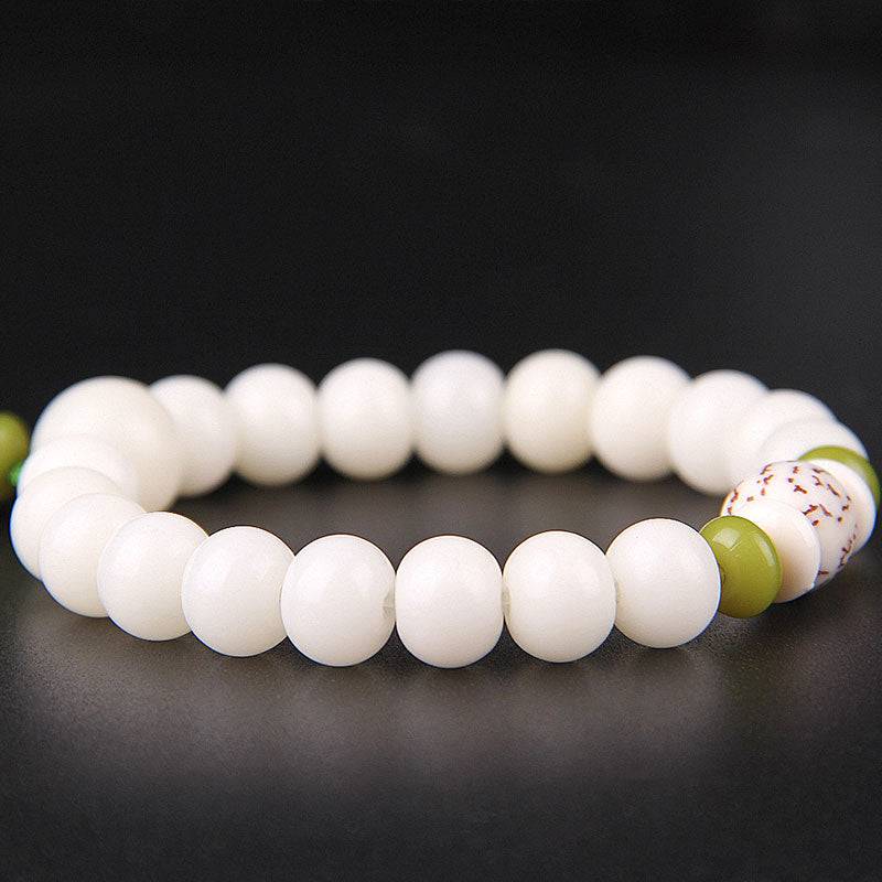 Oriental Buddha Lotus Natural White Bodhi Seed Luck Bracelet
