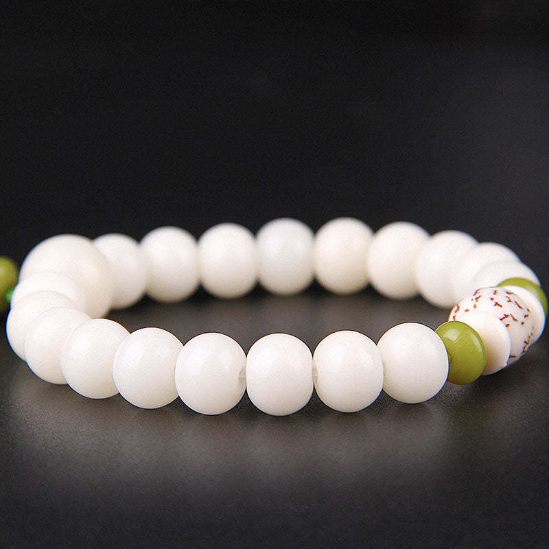 Oriental Buddha Lotus Natural White Bodhi Seed Luck Bracelet