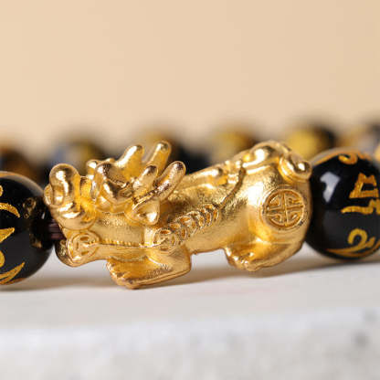 Oriental Buddha FengShui PiXiu Obsidian Wealth Bracelet