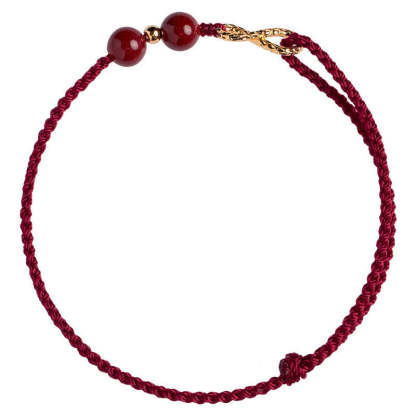 Oriental Buddha Cinnabar Blessing Red String 14K Gold Infinity Symbol Bracelet Anklet
