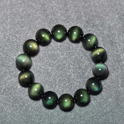 Oriental Buddha Natural Green Eye Obsidian Wealth Bracelet