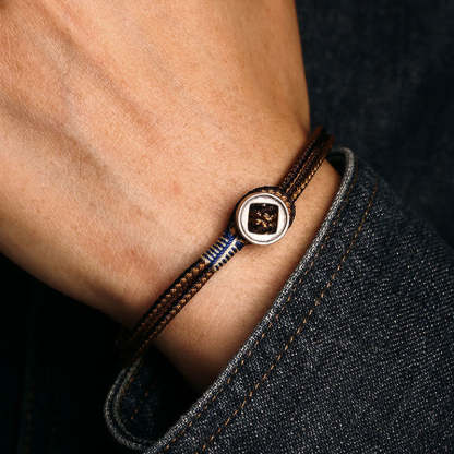 Oriental Buddha  925 Sterling Silver Handmade Button Protection Weave String Bracelet
