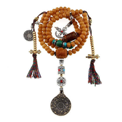 Oriental Buddha Tibet 108 Mala Beads Bodhi Seed Bagua Vajra Wealth Bracelet