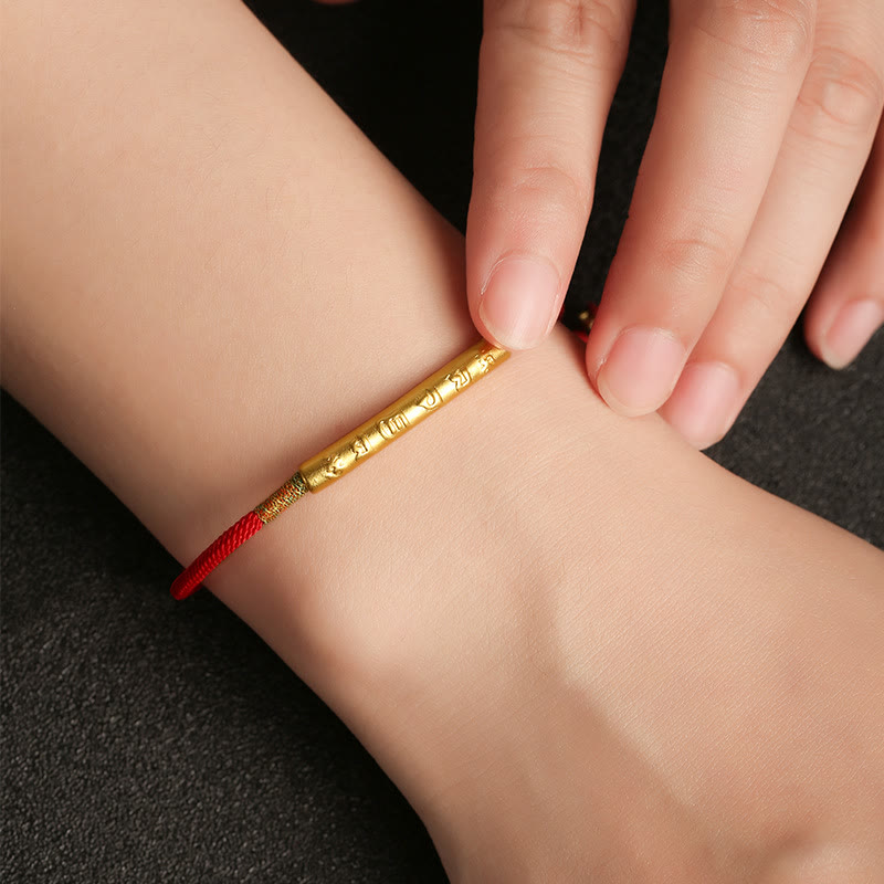 Oriental Buddha Tibetan Buddhist Handmade Mani Mantra Lucky Red String Bracelet
